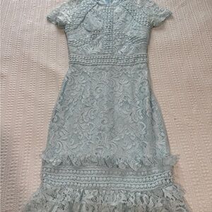 PrettyLittleThing Kids Lace Dress in Soft Blue